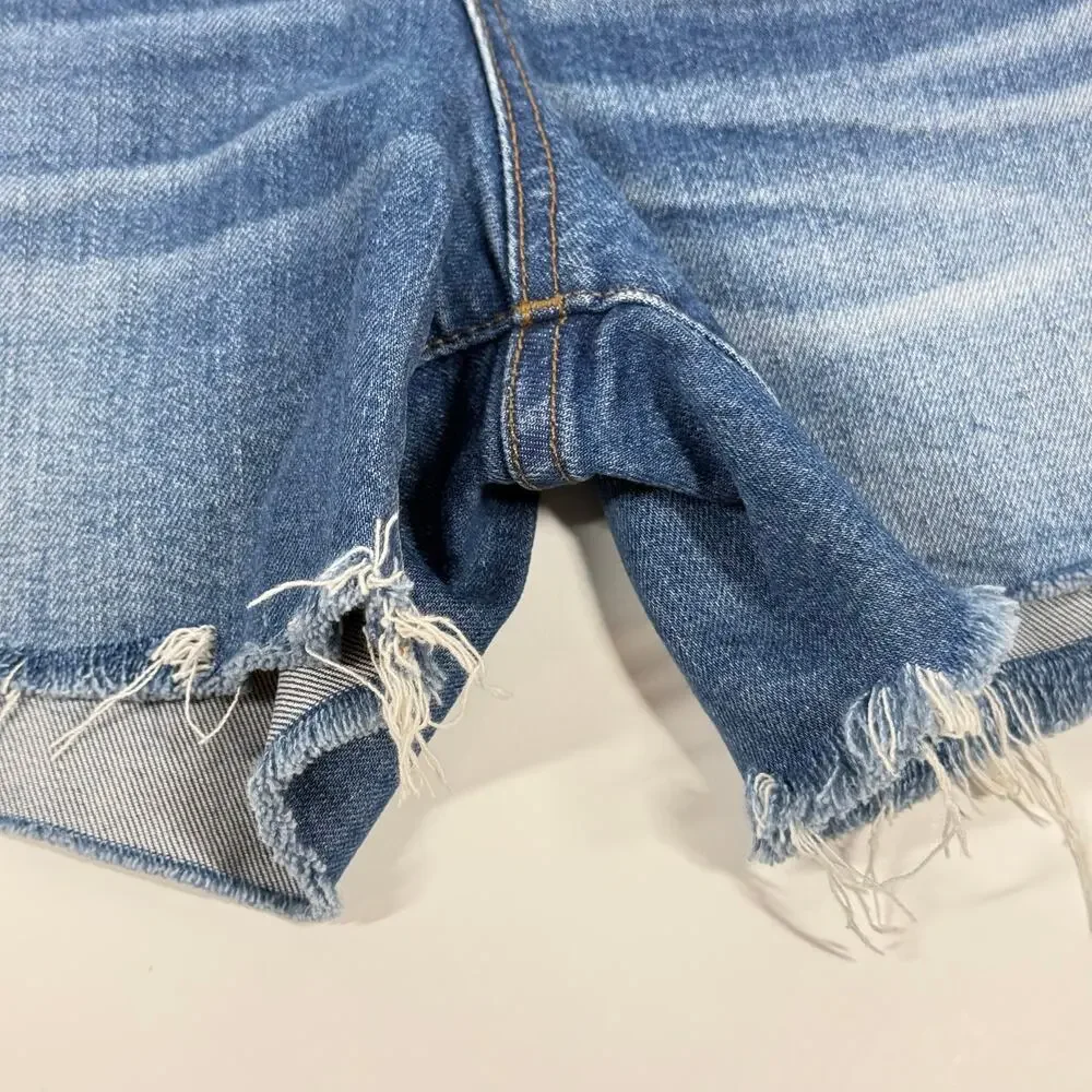 Madewell‎ High Rise Denim Shorts Size 26 Blue Classic Cut-Off Raw Hem Button Fly